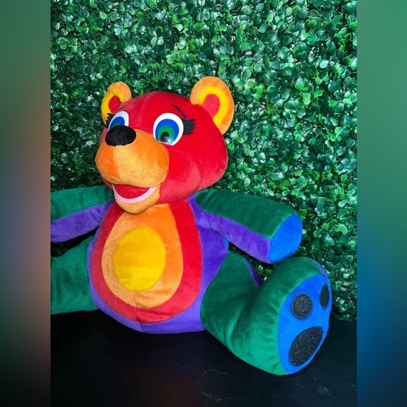 Vintage KOLOBE Stuffed Animal Teddy Bear Rainbow Plush - Picture 3 of 7